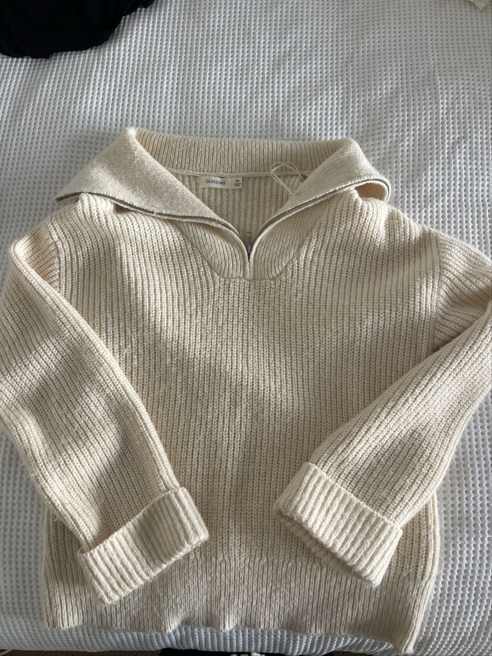 Glassons Cream Ribbed Zip Neck Jumper