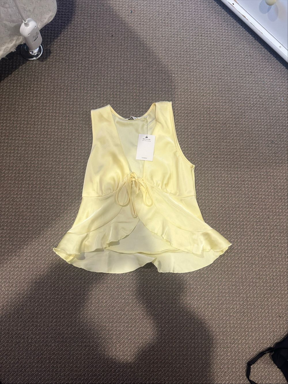 Glassons Yellow Satin Ruffle Top