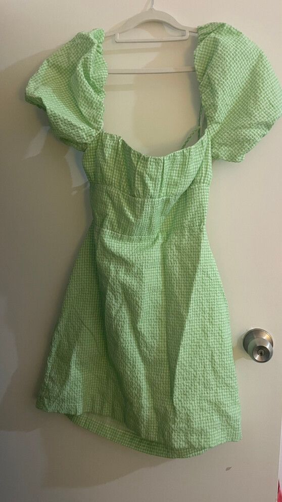Zara - Zara Green Gingham Dress on Designer Wardrobe