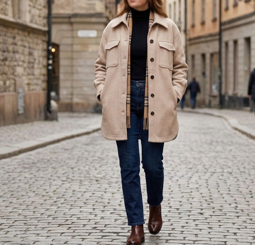 Beige Wool Blend Coat