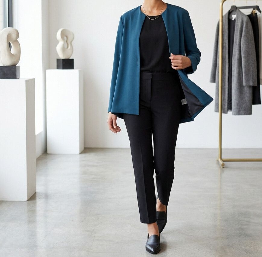 Joseph Ribkoff Teal Open Front Blazer