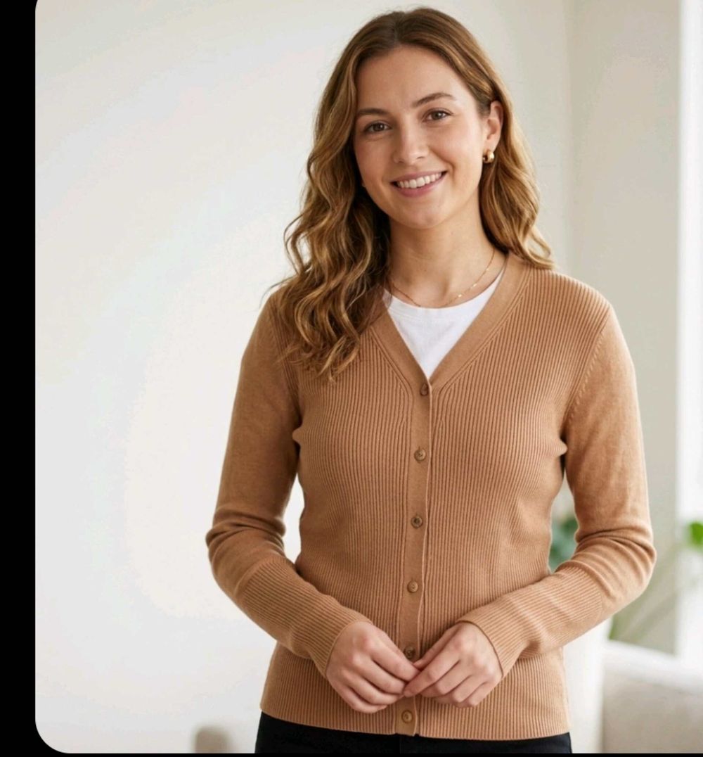 Witchery tan Ribbed Knit Cardigan