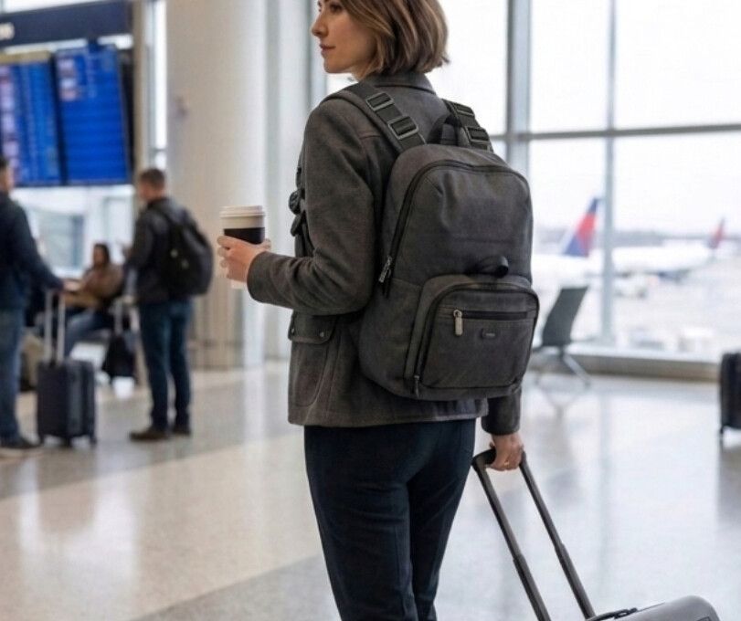 Tumi grey backpack