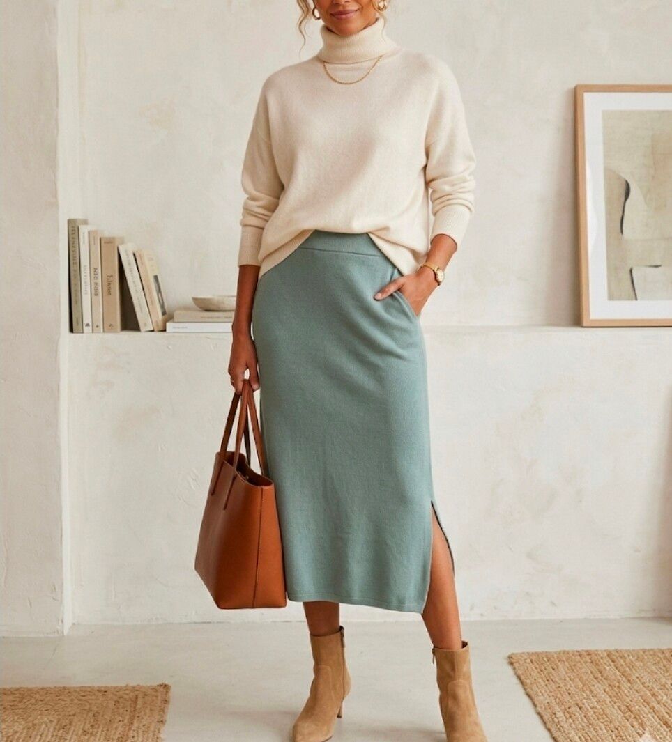Bul Grey Knit Midi Skirt