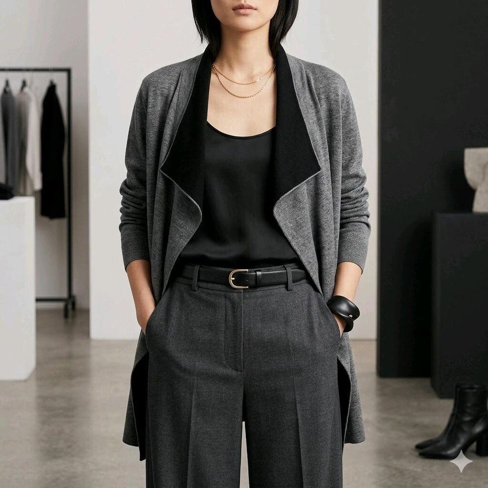 Grey Open Front Longline Cardigan