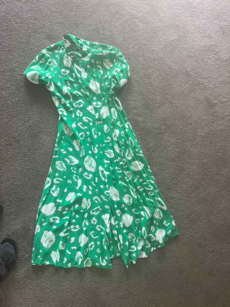 Country Road Green & White Dress