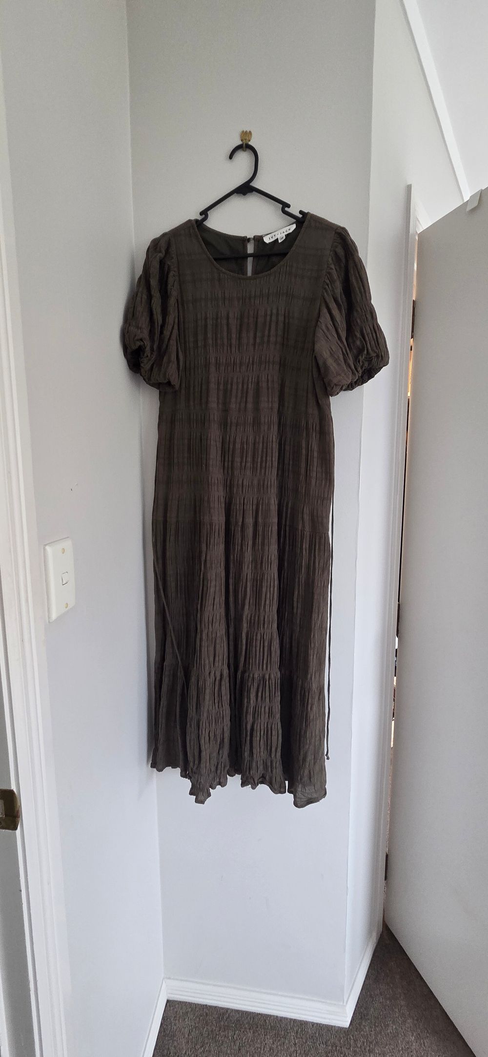 Ivy + Jack Brown Pleated Midi Dress