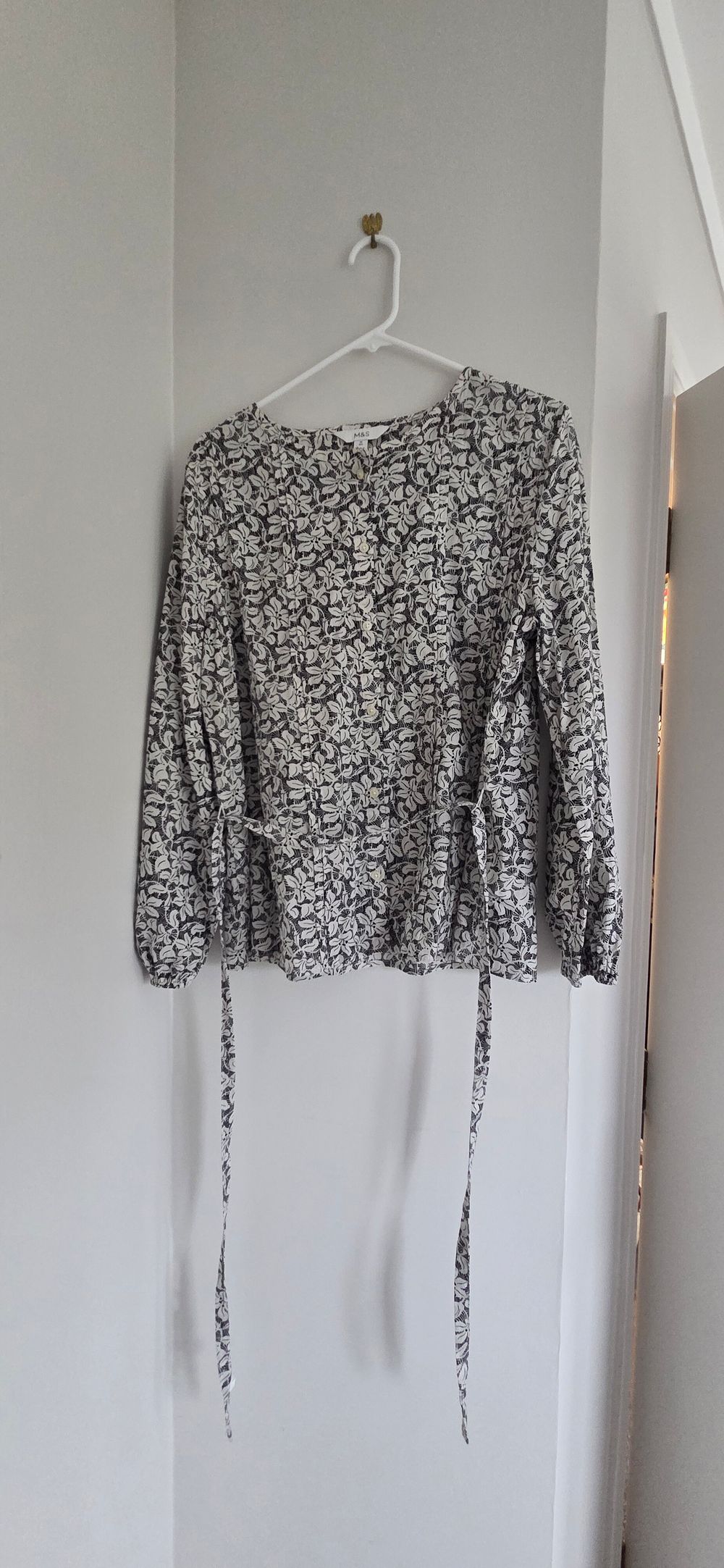 Marks & Spencer Black and White Floral Blouse
