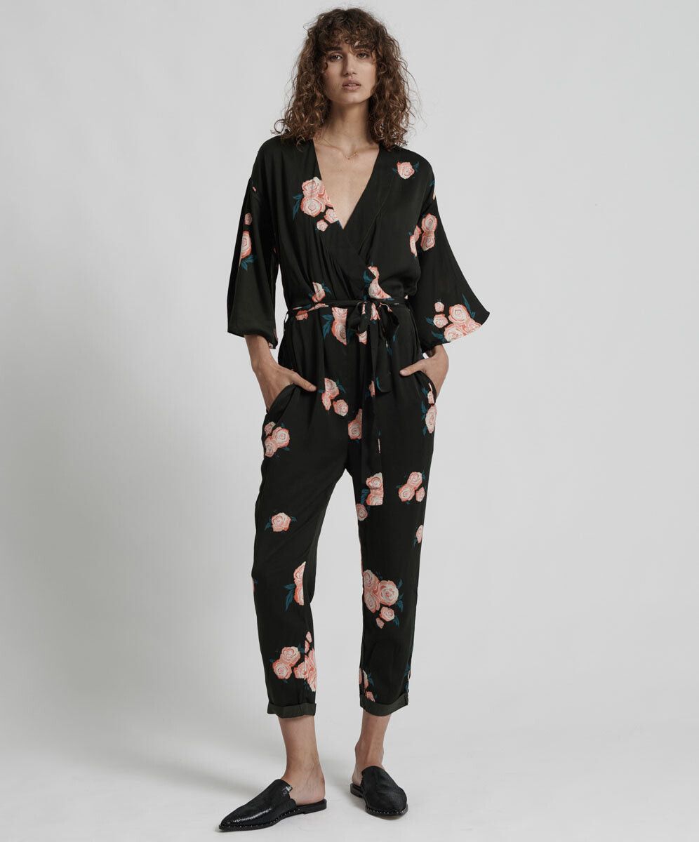 One Teaspoon Black Floral Playsuit
