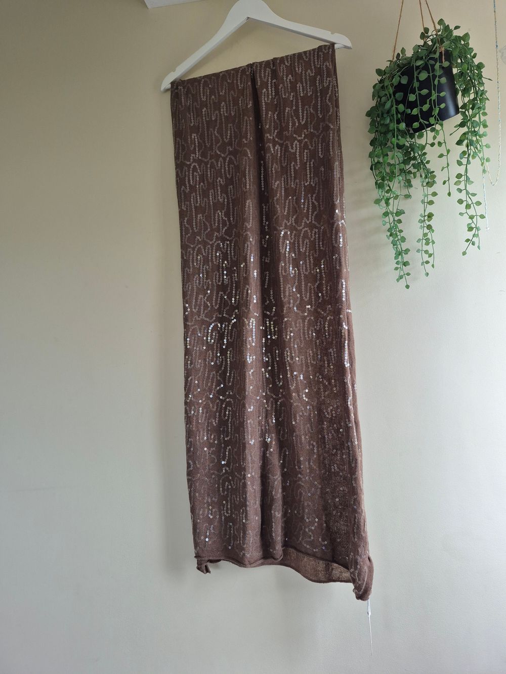 Citta Design Brown Sequin Wool Blend Scarf