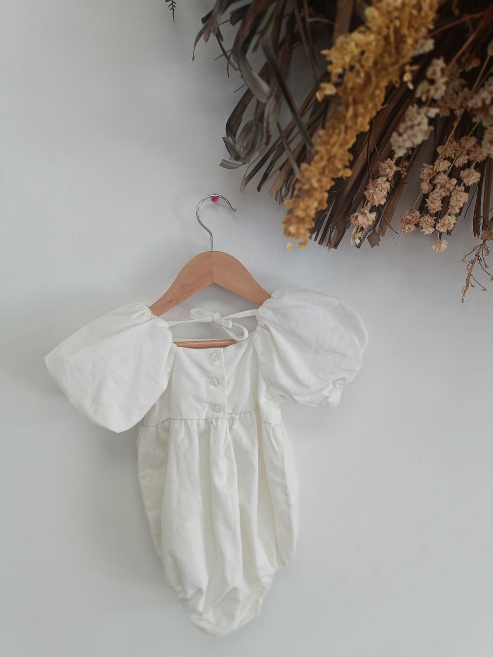 Grace tie back linen romper - cream