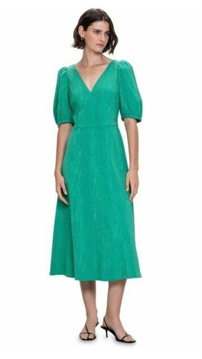 veronika maine green dress Pleated Dress Velvet Midi Dress Green Hire Crushed Velvet Dress Green Veronika Maine GlamCorner