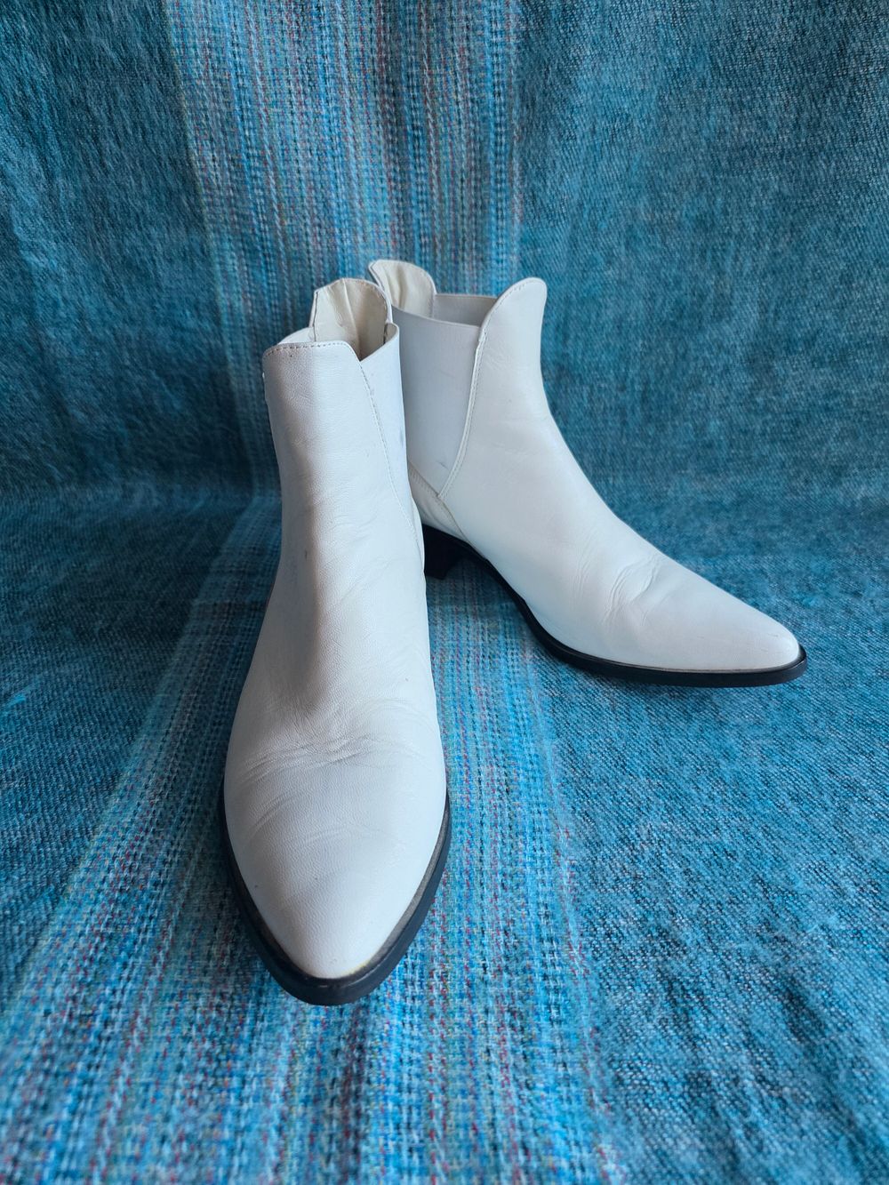White leather boots