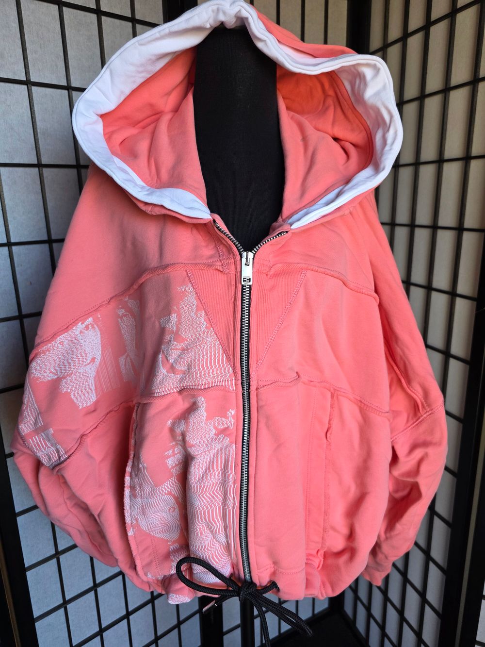Diesel Coral Pink and White Hoodie Size S