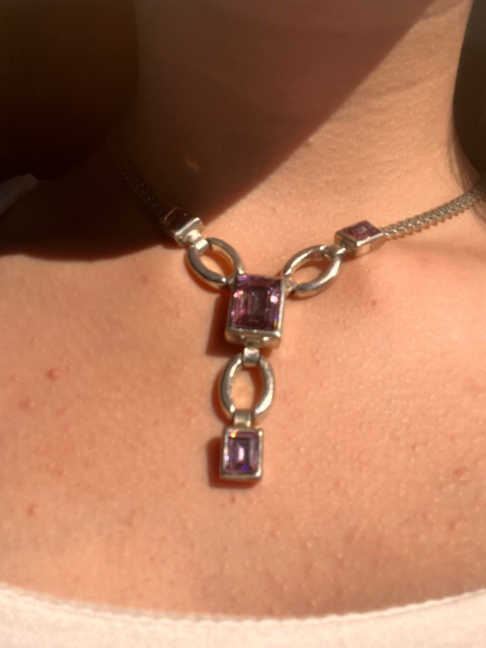 silver and amethyst chocker