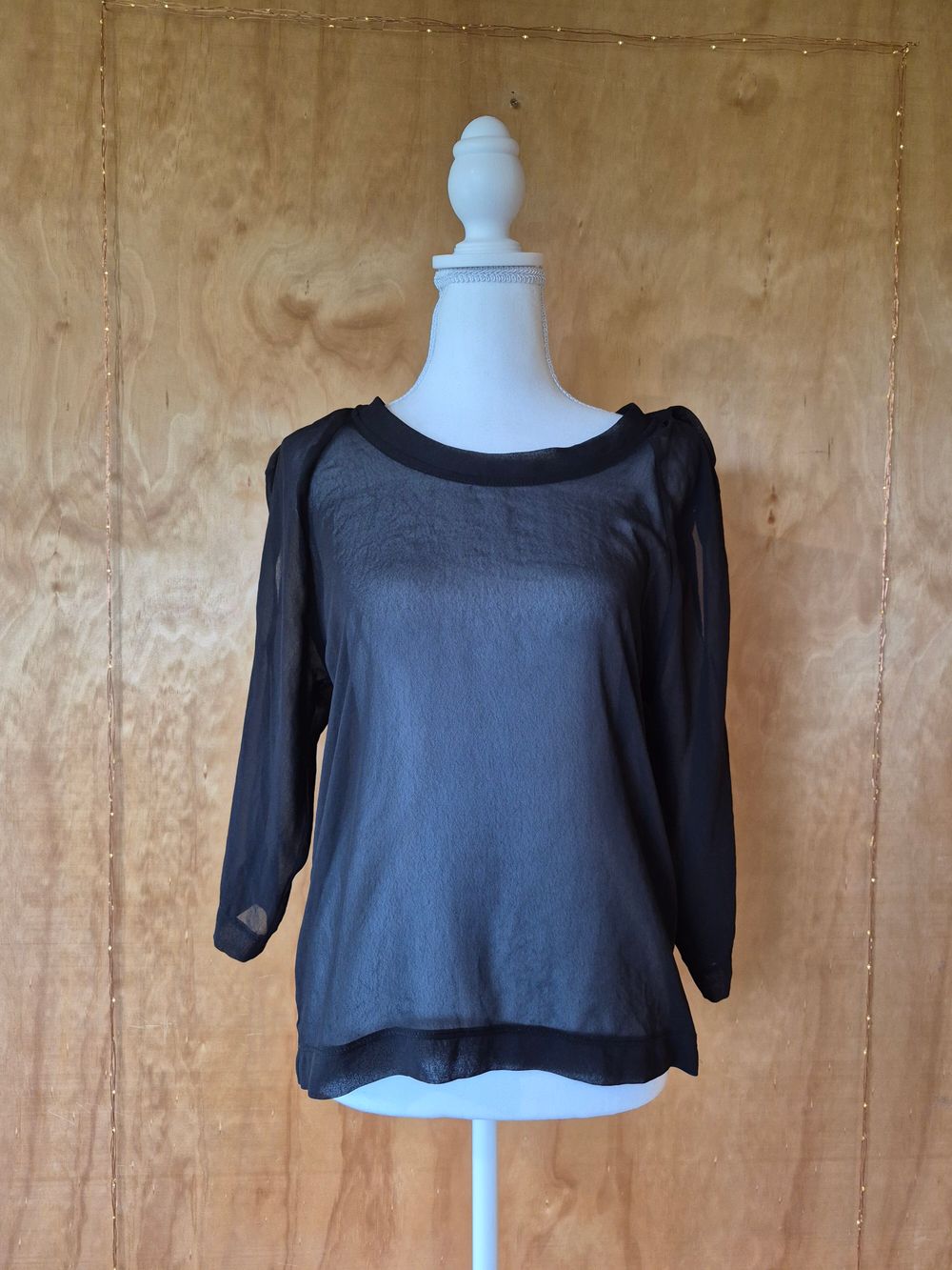 Mechi Black Sheer Top