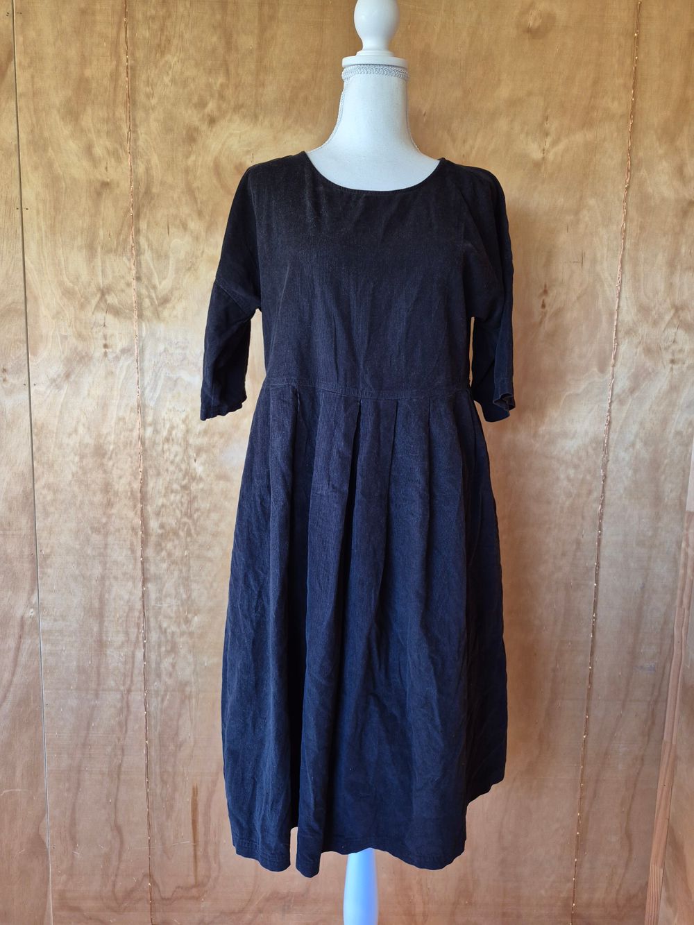 Gorman Black Corduroy Midi Dress