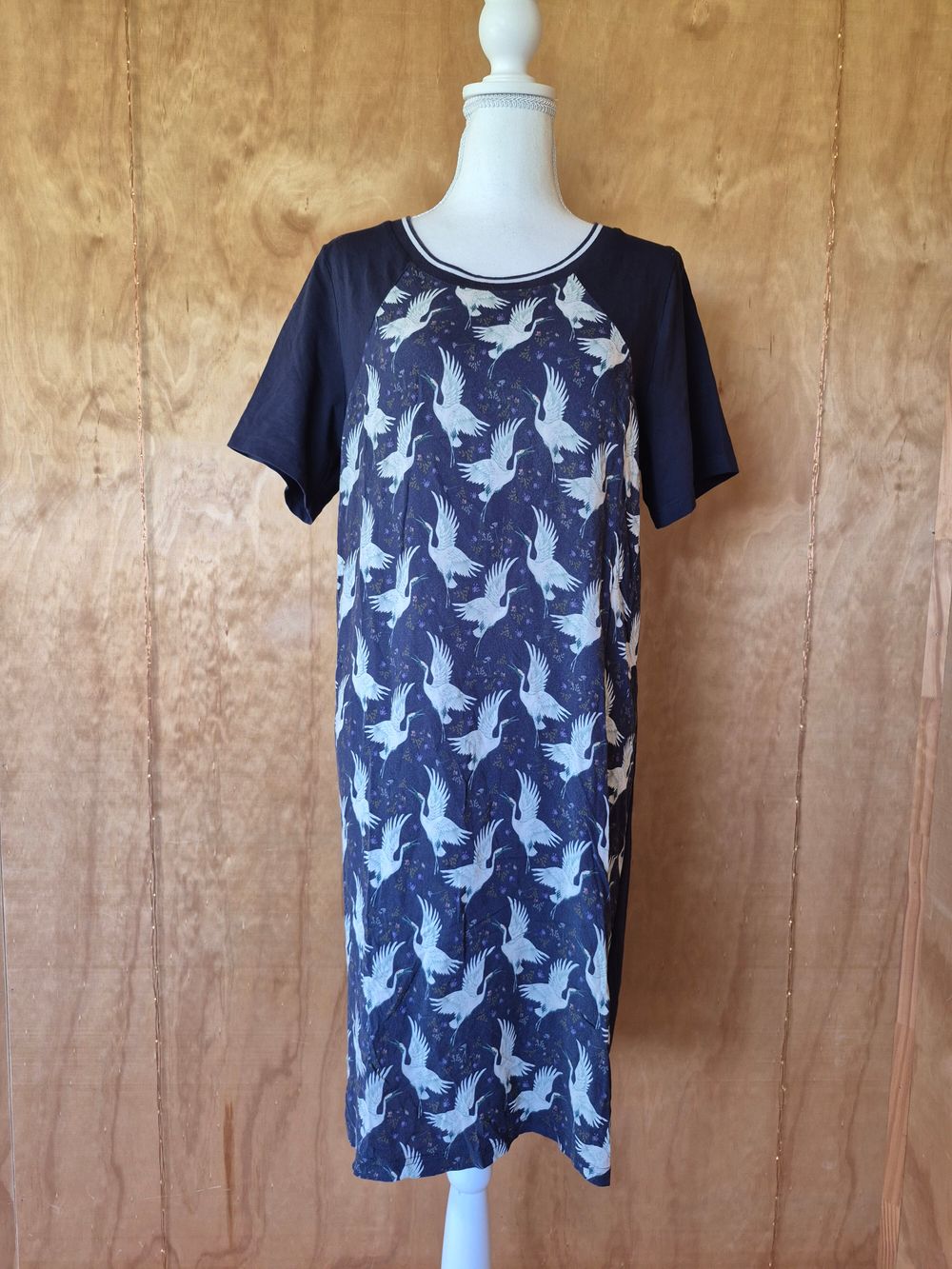 Gloss by Shine On Navy Crane Print Midi Dress
