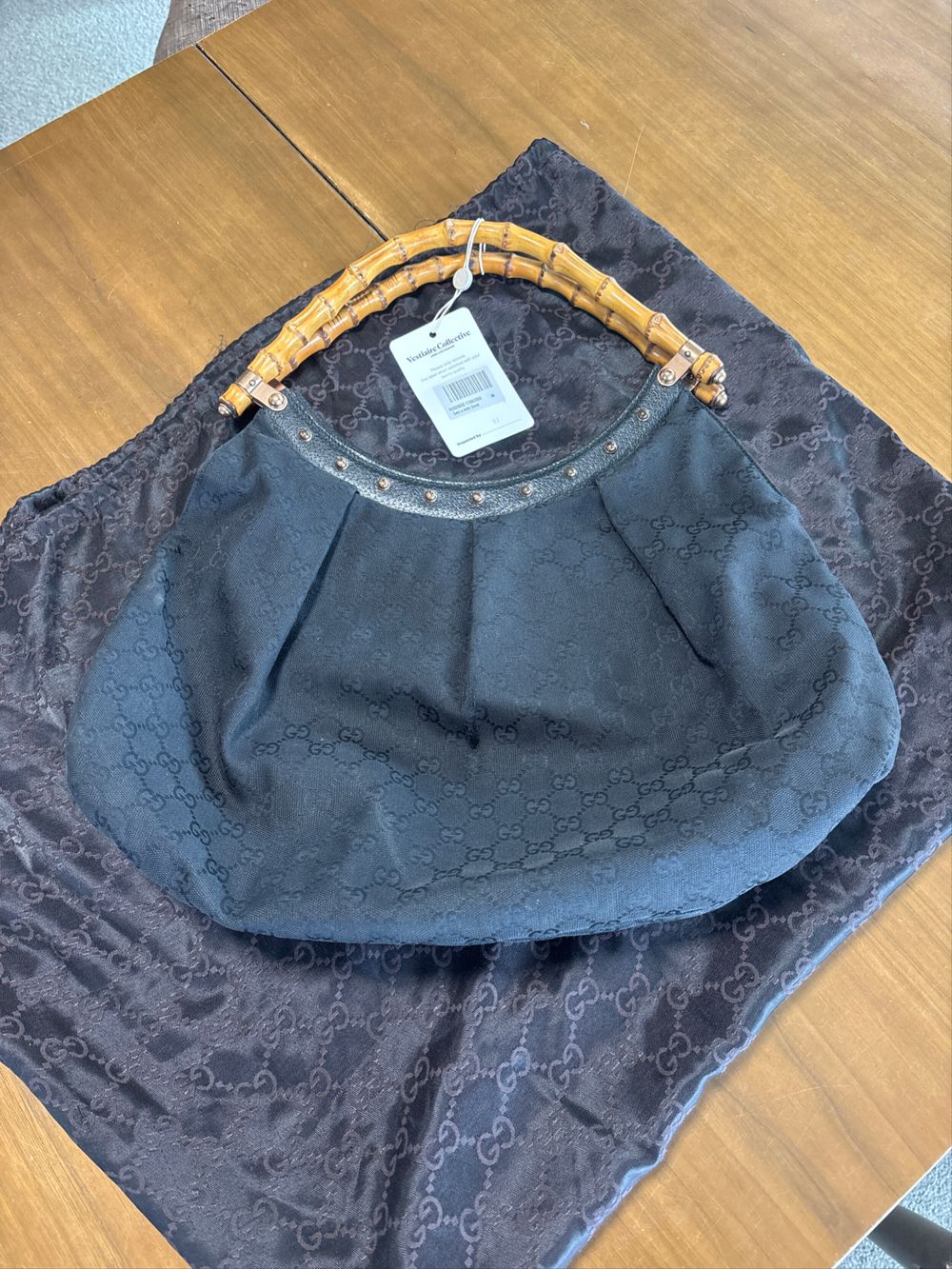 Gucci Black Bamboo Handle Shoulder Bag