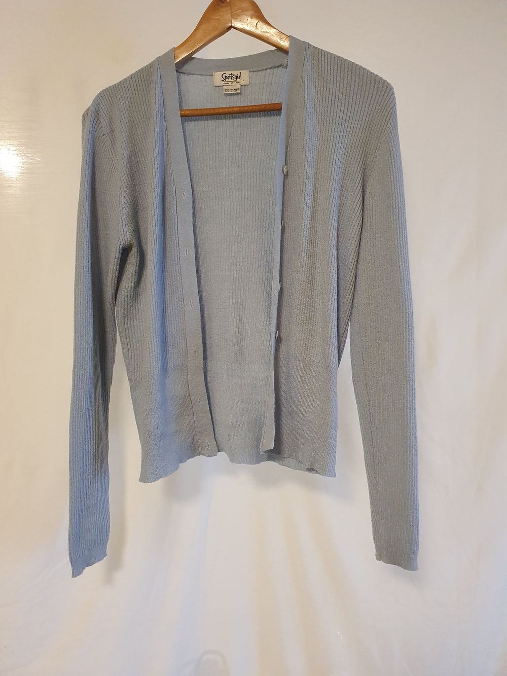 Vintage Sportsgirl Blue Rib Knit Cardigan Size L