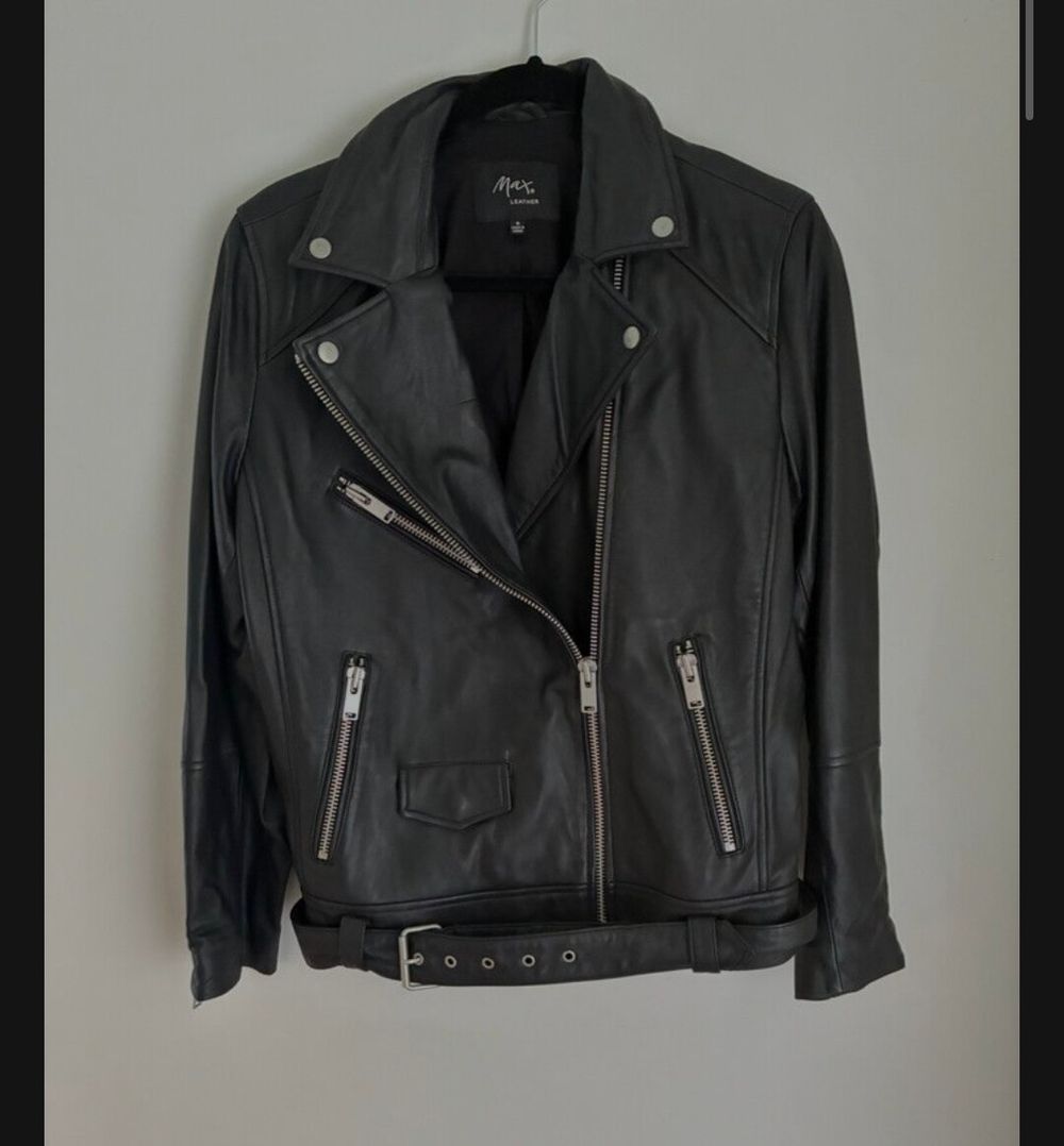 Max Black Leather Biker Jacket