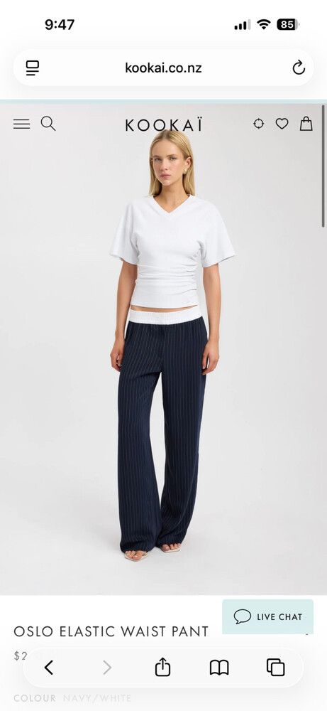 Kookai Navy Pinstripe Wide Leg Pants