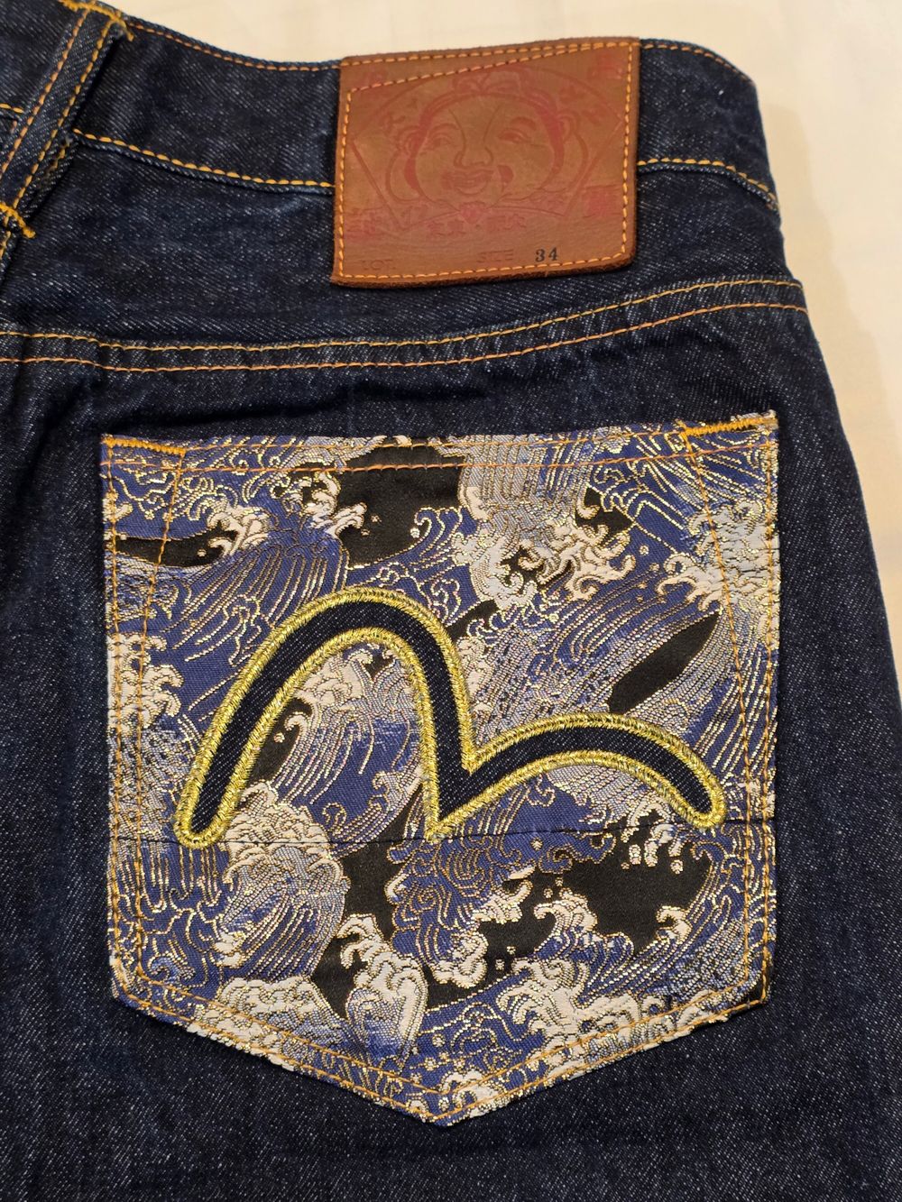 Evisu Blue Denim Shorts Size 34