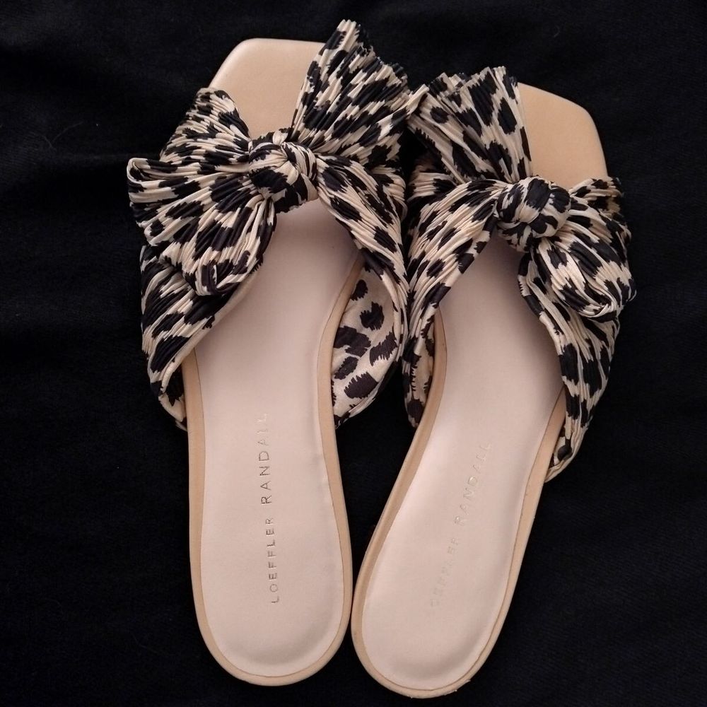 Loeffler Randall Black Leopard Print Slides