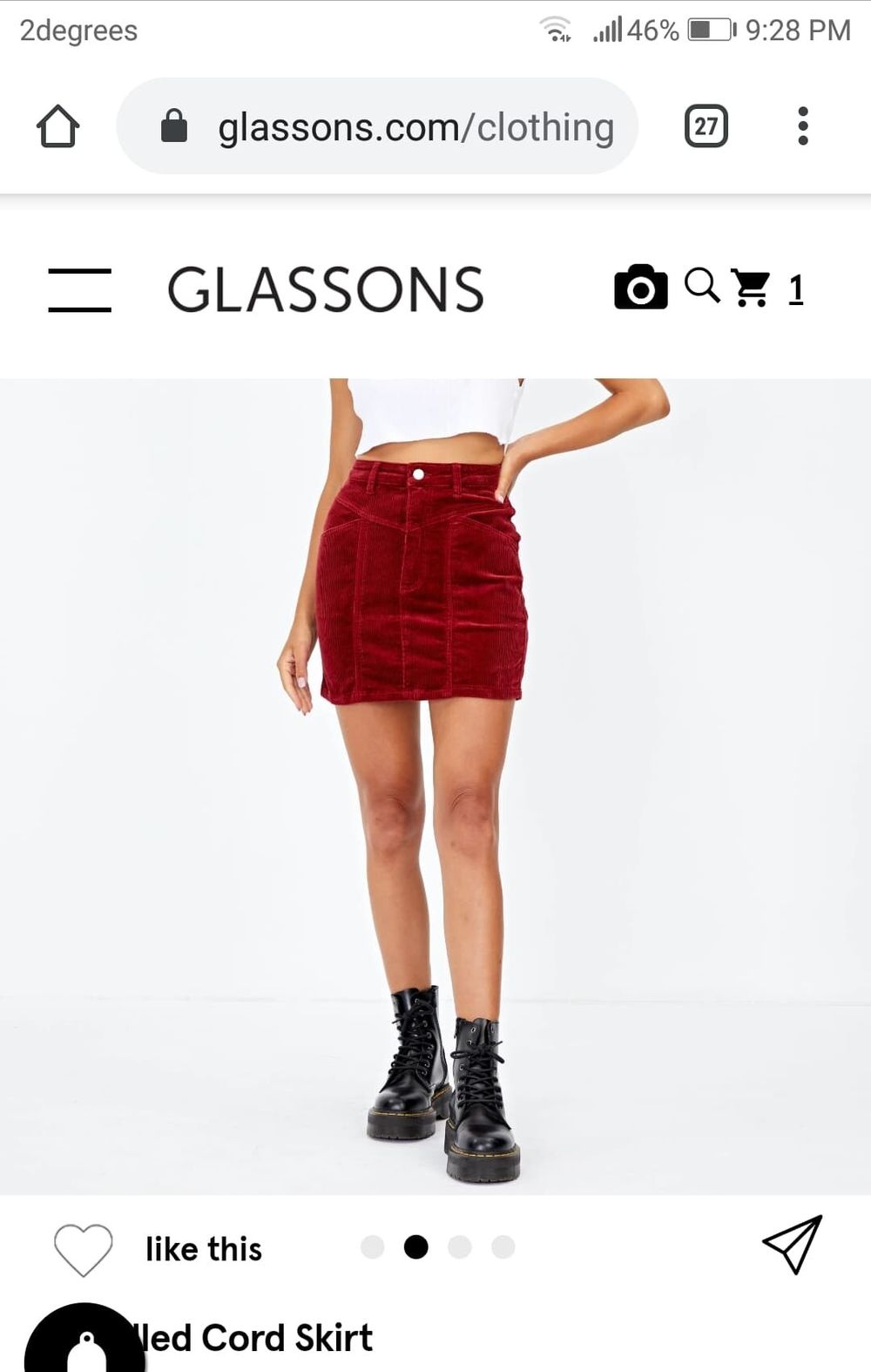 Mini cord skirt