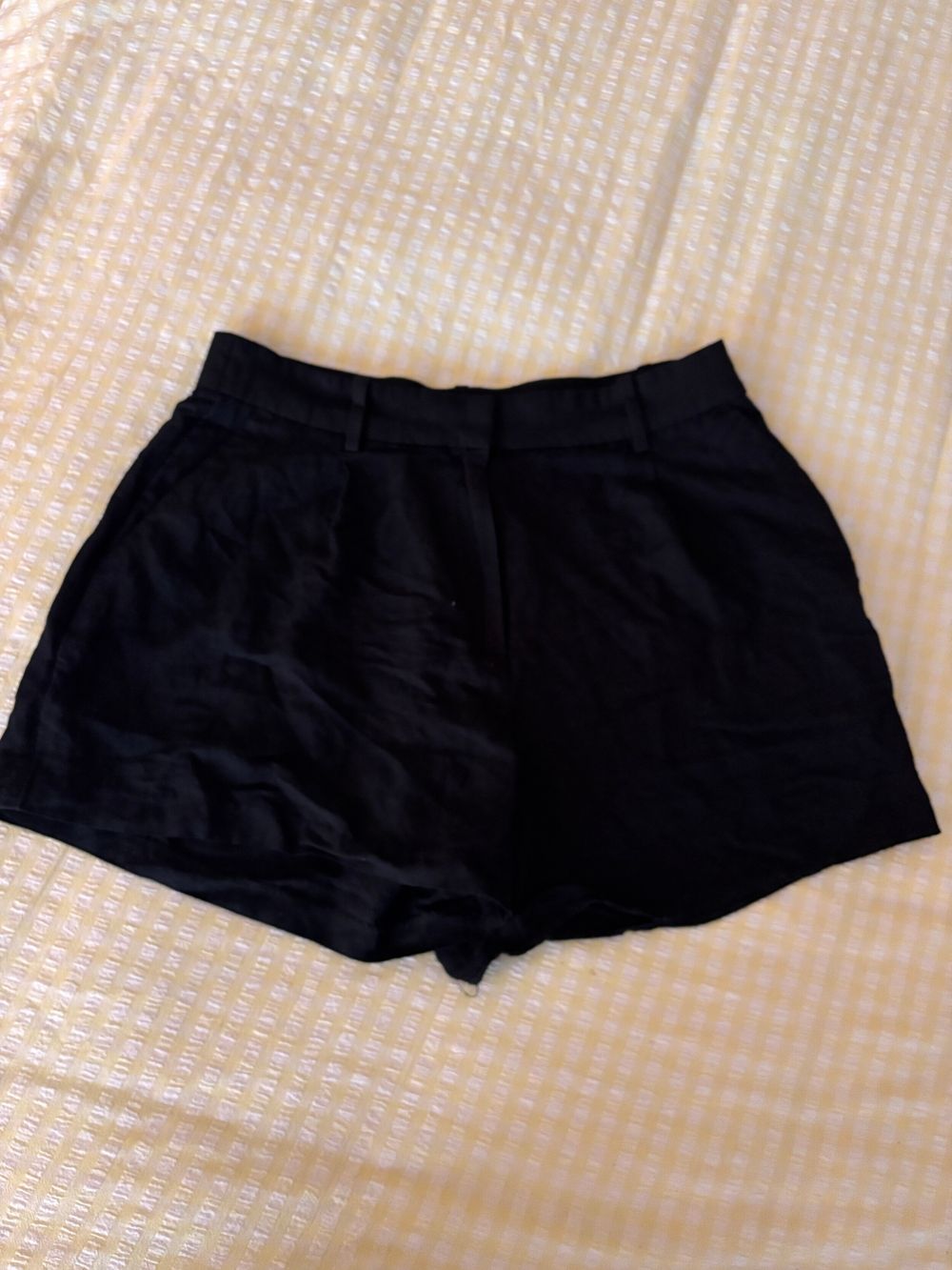 Black Linen Blend Shorts