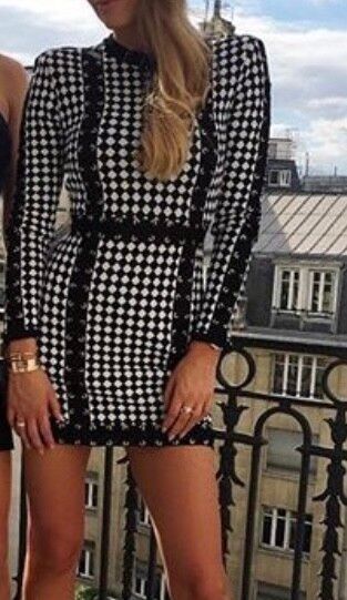 Balmain Houndstooth Gold Dress