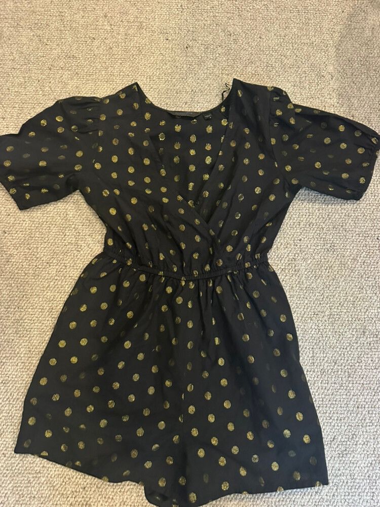 Accessorize Black Gold Polka Dot Playsuit