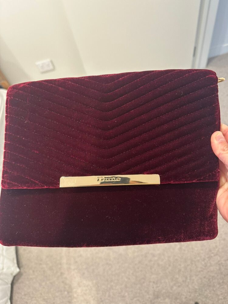 Dune Burgundy Velvet Clutch
