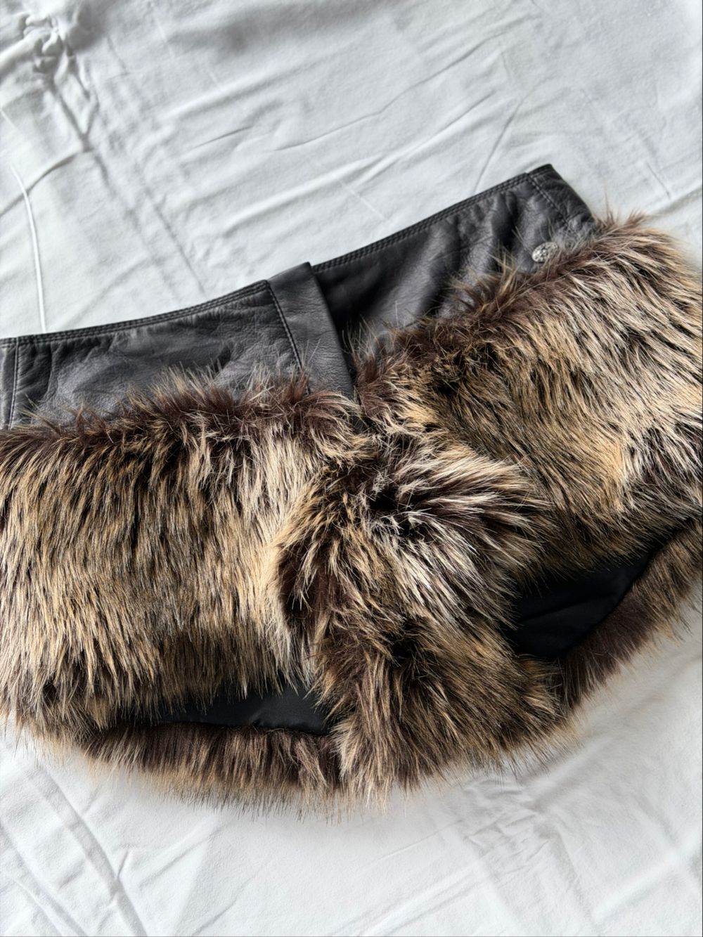 Chanel Iceberg Collection Fur-Trim Leather Shorts