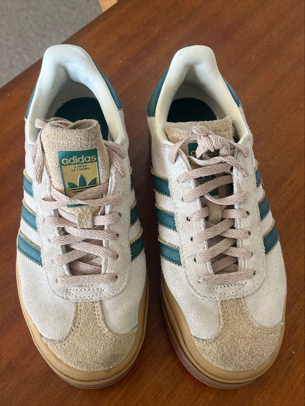 Beige Gazelle Bold Sneakers