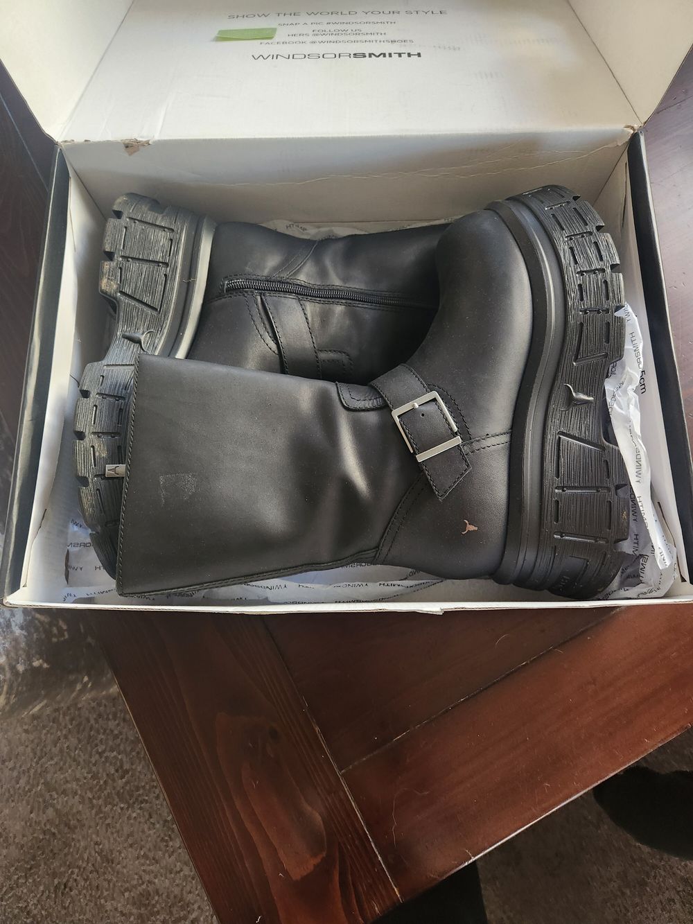 Leather platform windsor smith boots