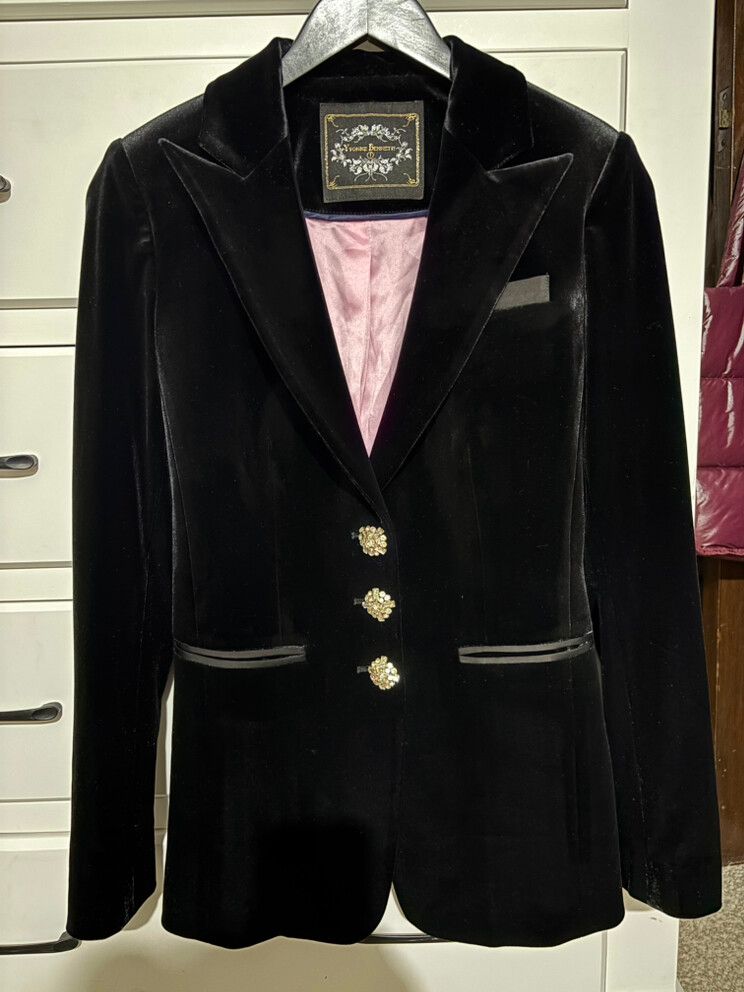 Yvonne Bennetti black Velvet Jacket with diamond buttons