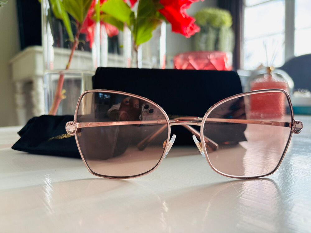 Dolce & Gabbana Rose Gold Sunglasses with gemstones