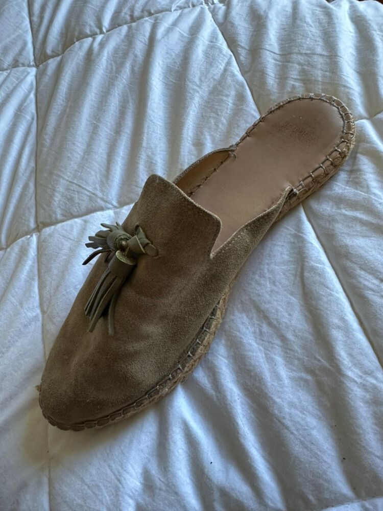 Khaki Leather Espadrilles