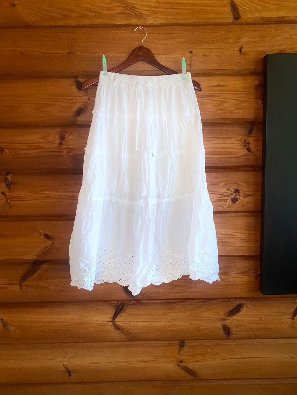 Tiered Embroidered Skirt - White