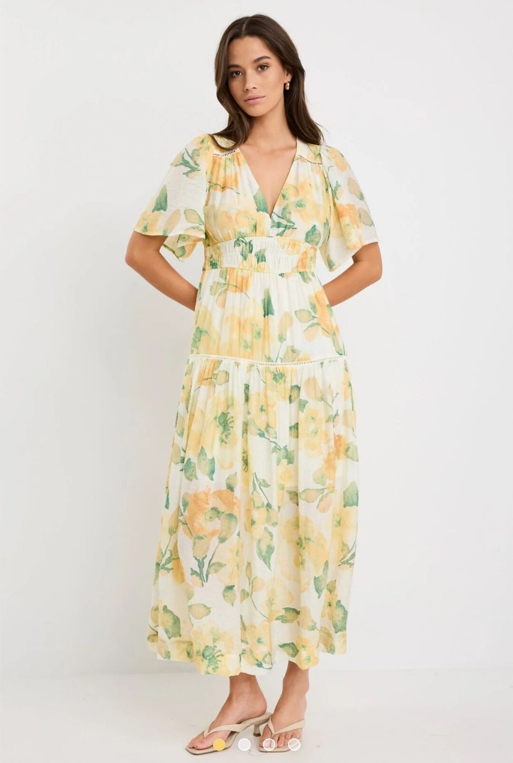 By Rosa Yellow Floral Dress