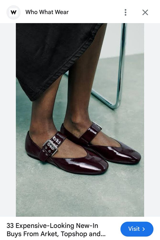 Patent Leather Burgundy Mary Jane Ballet Flats With Buckle