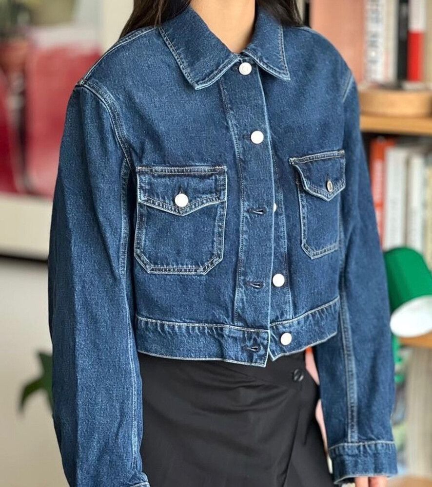 Cos cropped mid blue denim jacket best for size 10