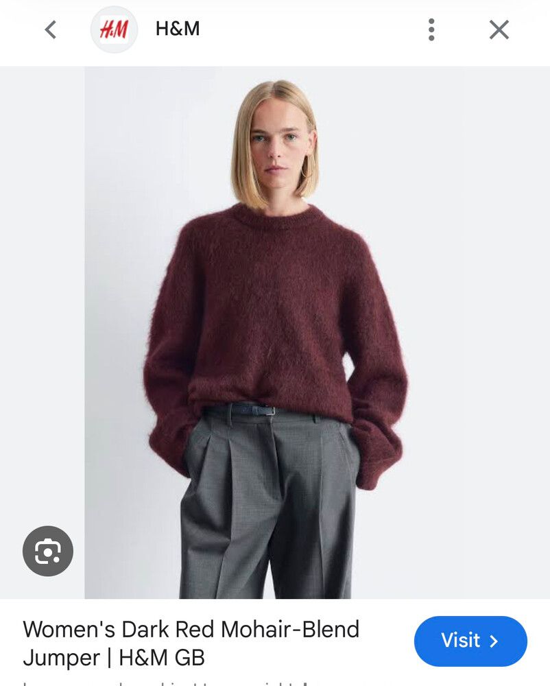 H&M mohair blend oversized jumper XS burgundy