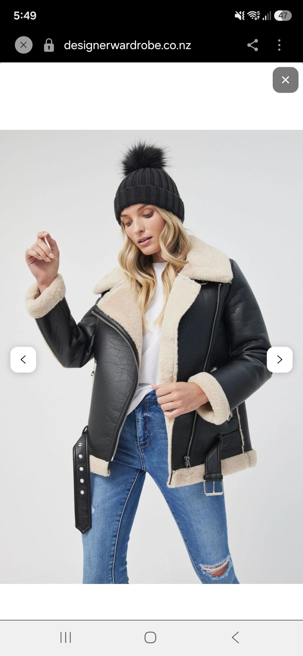 DECJUBA Black Faux Shearling Aviator Jacket