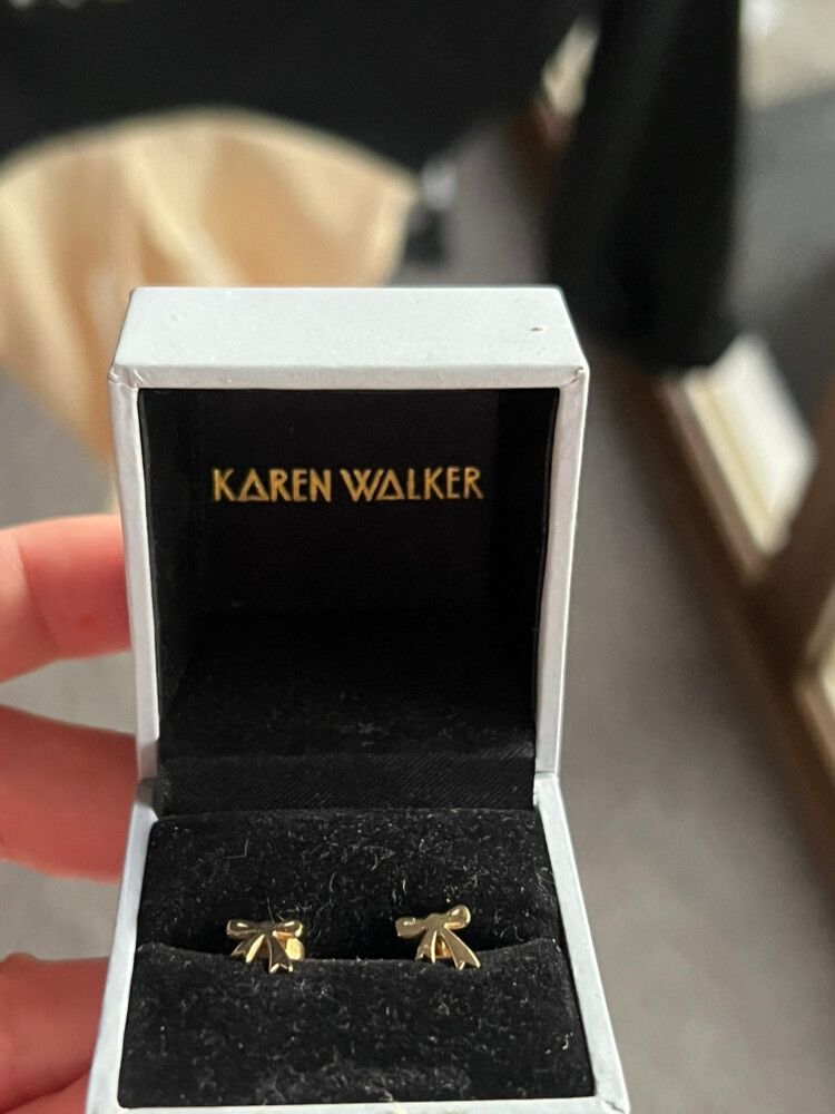 Karen Walker Gold Mini Bow Earrings