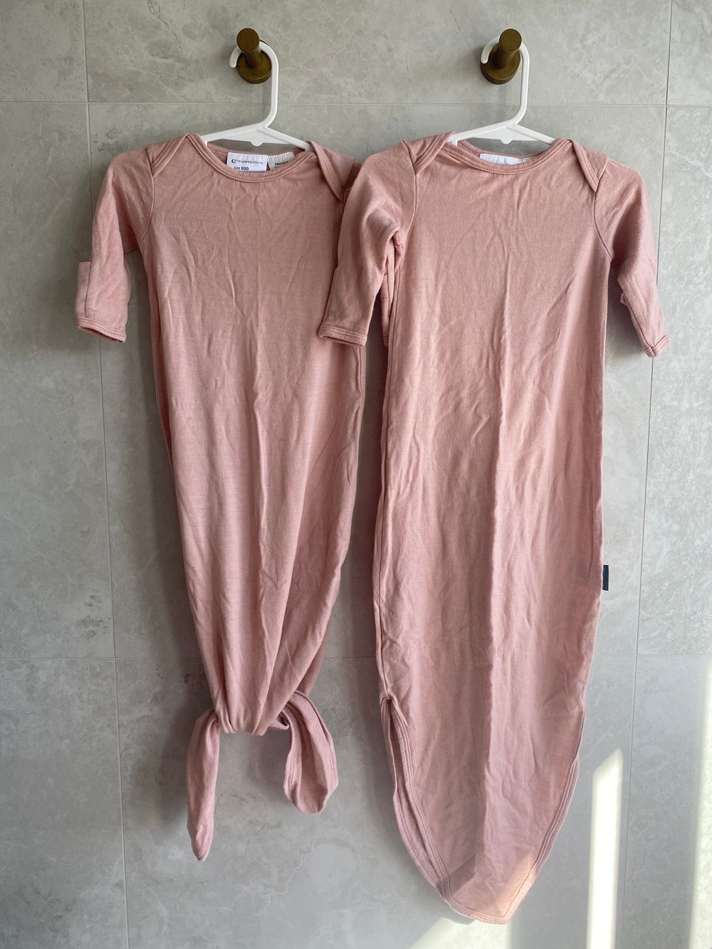 2x Merino Pink Long Sleeve Baby Sleep Gowns