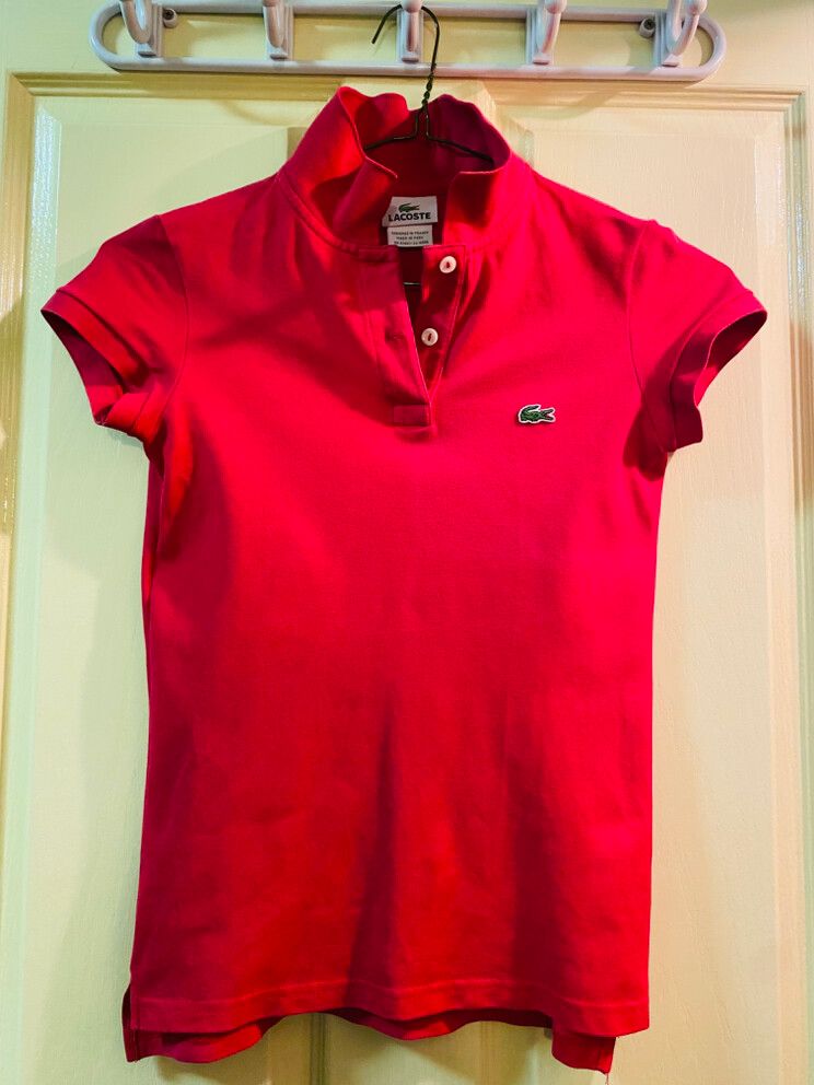 Buy Now! Original Lacoste Polo Shirt Red Stretch Cotton