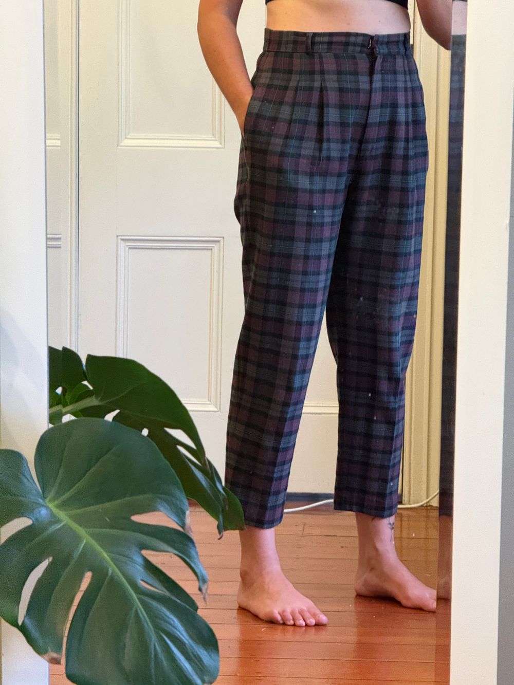 Checkered Pants with Pockets