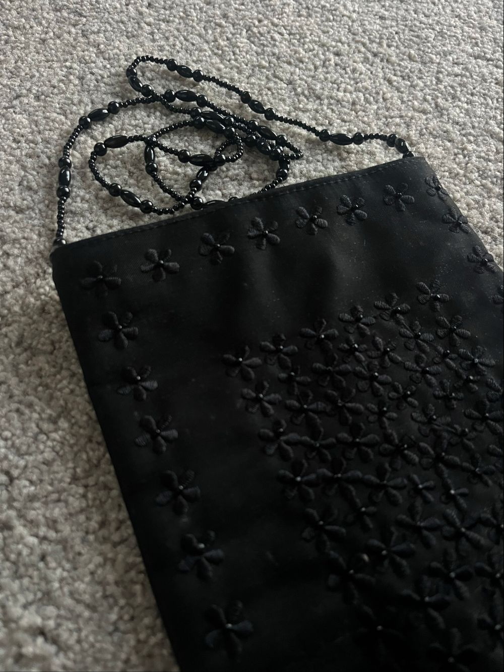 90s Black Embroidered/Beaded Shoulder Bag